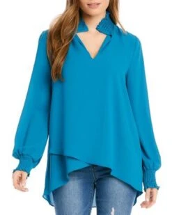 Smocked Crossover Top - Karen Kane