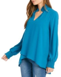 Smocked Crossover Top - Karen Kane -Karen Kane 12459092 fpx