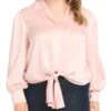 Satin Tie Front Blouse - Karen Kane Plus -Karen Kane 12587295 fpx