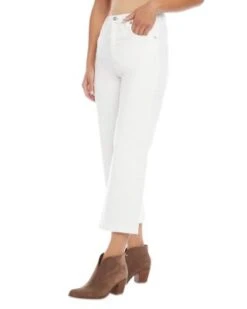 Brooklyn High Rise Cropped Wide Leg Jeans In Cream - Karen Kane -Karen Kane 12611058 fpx