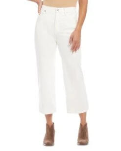 Brooklyn High Rise Cropped Wide Leg Jeans In Cream - Karen Kane -Karen Kane 12611059 fpx