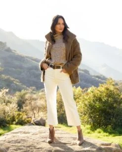 Brooklyn High Rise Cropped Wide Leg Jeans In Cream - Karen Kane -Karen Kane 12611071 fpx