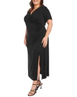 Faux Wrap Midi Dress - Karen Kane Plus -Karen Kane 12636939 fpx