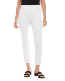 Piper Mid Rise Ankle Slim Jeans In Off White - Karen Kane