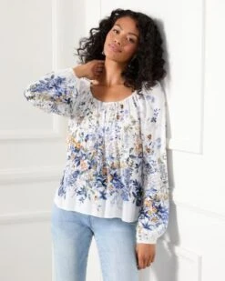 Petite Floral Blouson Sleeve Top - Karen Kane -Karen Kane 12674768 fpx
