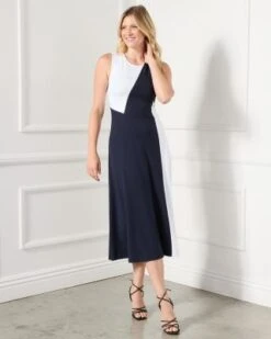 Sleeveless Color Block Midi Dress - Karen Kane Plus -Karen Kane 12674857 fpx
