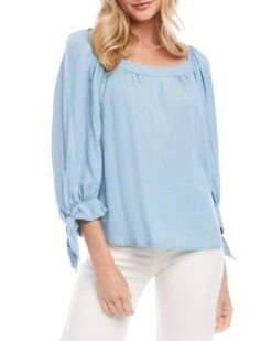 Square Neck Tie Cuff Top - Karen Kane -Karen Kane 12705489 fpx