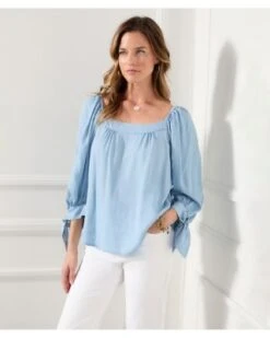 Square Neck Tie Cuff Top - Karen Kane -Karen Kane 12705505 fpx