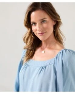 Square Neck Tie Cuff Top - Karen Kane -Karen Kane 12705506 fpx