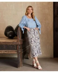 Square Neck Tie Cuff Top - Karen Kane -Karen Kane 12705509 fpx