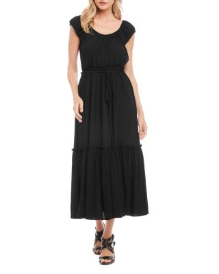Puff Sleeve Tiered Midi Dress - Karen Kane Puff Sleeve Tiered Midi Dress - Karen Kane -Karen Kane