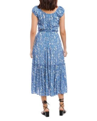 Floral Puff Sleeve Tiered Midi Dress - Karen Kane Floral Puff Sleeve Tiered Midi Dress - Karen Kane -Karen Kane