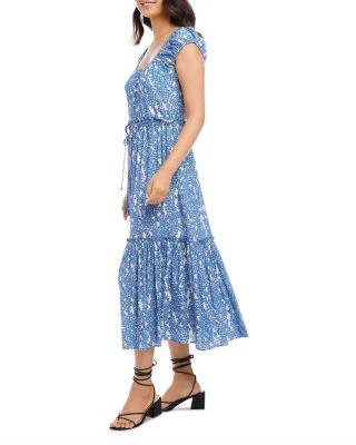 Floral Puff Sleeve Tiered Midi Dress - Karen Kane Floral Puff Sleeve Tiered Midi Dress - Karen Kane -Karen Kane
