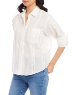 Eyelet Shirt - Karen Kane -Karen Kane 12862542 fpx