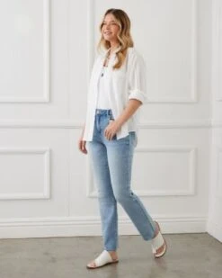 Eyelet Shirt - Karen Kane -Karen Kane 12862552 fpx