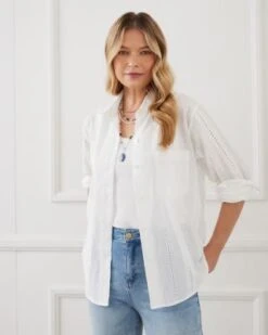 Eyelet Shirt - Karen Kane -Karen Kane 12862553 fpx