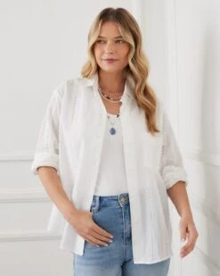 Eyelet Shirt - Karen Kane -Karen Kane 12862555 fpx