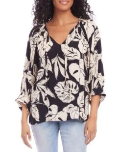 Blouson Sleeve Peasant Top - Karen Kane