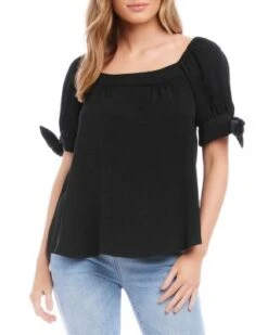 Square Neck Puff Sleeve Top - Karen Kane