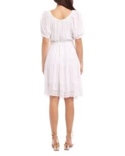 Embroidered Eyelet Puff Sleeve Dress - Karen Kane -Karen Kane 12885443 fpx