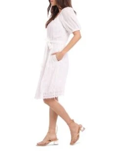 Embroidered Eyelet Puff Sleeve Dress - Karen Kane -Karen Kane 12885444 fpx