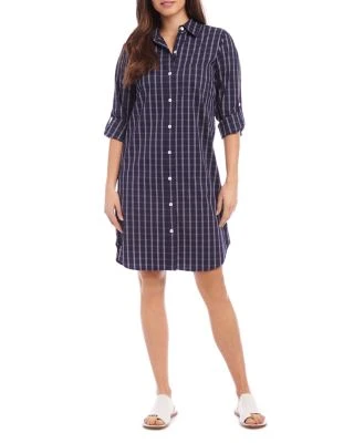 Check Shirt Dress - Karen Kane Check Shirt Dress - Karen Kane -Karen Kane