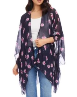 Open Front Floral Print Jacket - Karen Kane