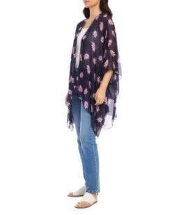 Open Front Floral Print Jacket - Karen Kane -Karen Kane 12916801 fpx