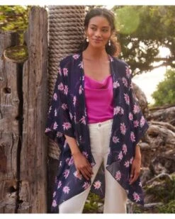 Open Front Floral Print Jacket - Karen Kane -Karen Kane 12916805 fpx