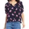 Short Sleeve Floral Print Peasant Top - Karen Kane -Karen Kane 12916833 fpx