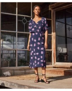 Short Sleeve Floral Print Peasant Top - Karen Kane -Karen Kane 12916837 fpx