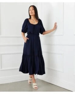 Puff Sleeve Midi Dress - Karen Kane -Karen Kane 12916925 fpx