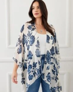 Printed Ruana - Karen Kane Plus -Karen Kane 12926184 fpx