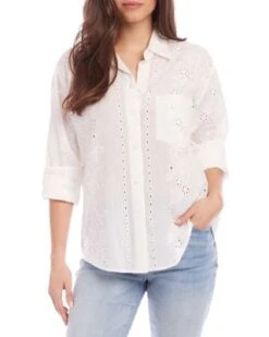 Cotton Eyelet Shirt - Karen Kane