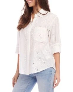 Cotton Eyelet Shirt - Karen Kane -Karen Kane 12979988 fpx