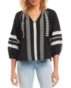 Embroidered Peasant Top - Karen Kane