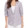 Ruched Sleeve Striped Blazer - Karen Kane -Karen Kane 12980213 fpx