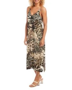 Printed Side Slit Midi Dress - Karen Kane -Karen Kane 12980235 fpx