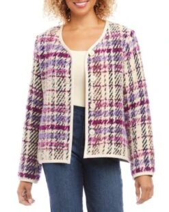 Plaid Bouclé Jacket - Karen Kane
