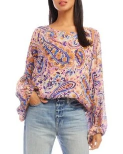 Paisley Blouson Sleeve Top - Karen Kane -Karen Kane 13007383 fpx