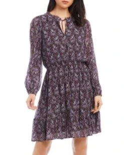 Printed Long Sleeve Tiered Dress - Karen Kane