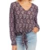 Printed Tie Front Top - Karen Kane -Karen Kane 13007629 fpx