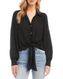 Tie Front Blouse - Karen Kane