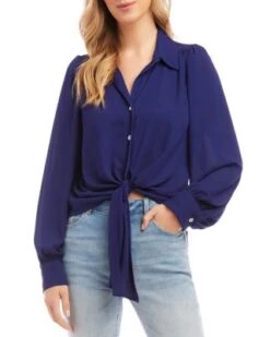 Tie Front Blouse - Karen Kane -Karen Kane 13007899 fpx