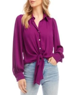 Tie Front Blouse - Karen Kane -Karen Kane 13007928 fpx