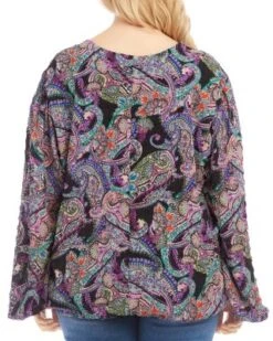 Printed Blouson Sleeve Top - Karen Kane Plus -Karen Kane 13008727 fpx