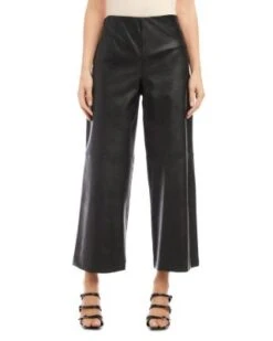 Faux Leather Cropped Pants - Karen Kane