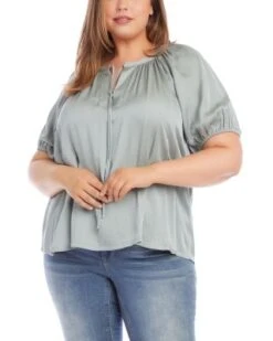 Plus Puff Sleeve Peasant Top - Karen Kane Plus -Karen Kane 13050614 fpx