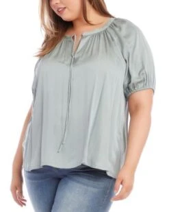 Plus Puff Sleeve Peasant Top - Karen Kane Plus -Karen Kane 13050634 fpx