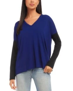 Color Blocked V Neck Top - Karen Kane -Karen Kane 13100509 fpx